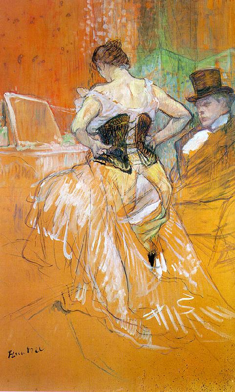  Henri  Toulouse-Lautrec Woman in a Corset (Study for Elles) oil painting image